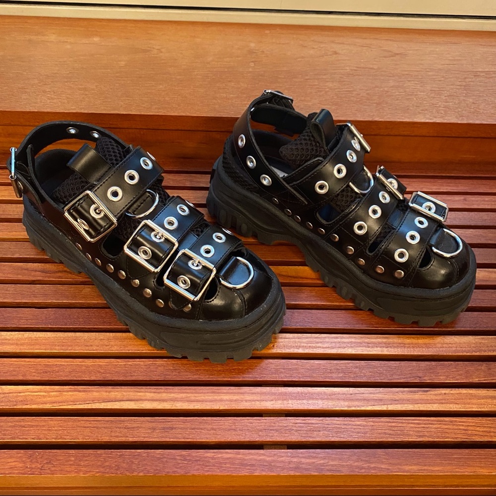 Eytys athena black leather platform sandals